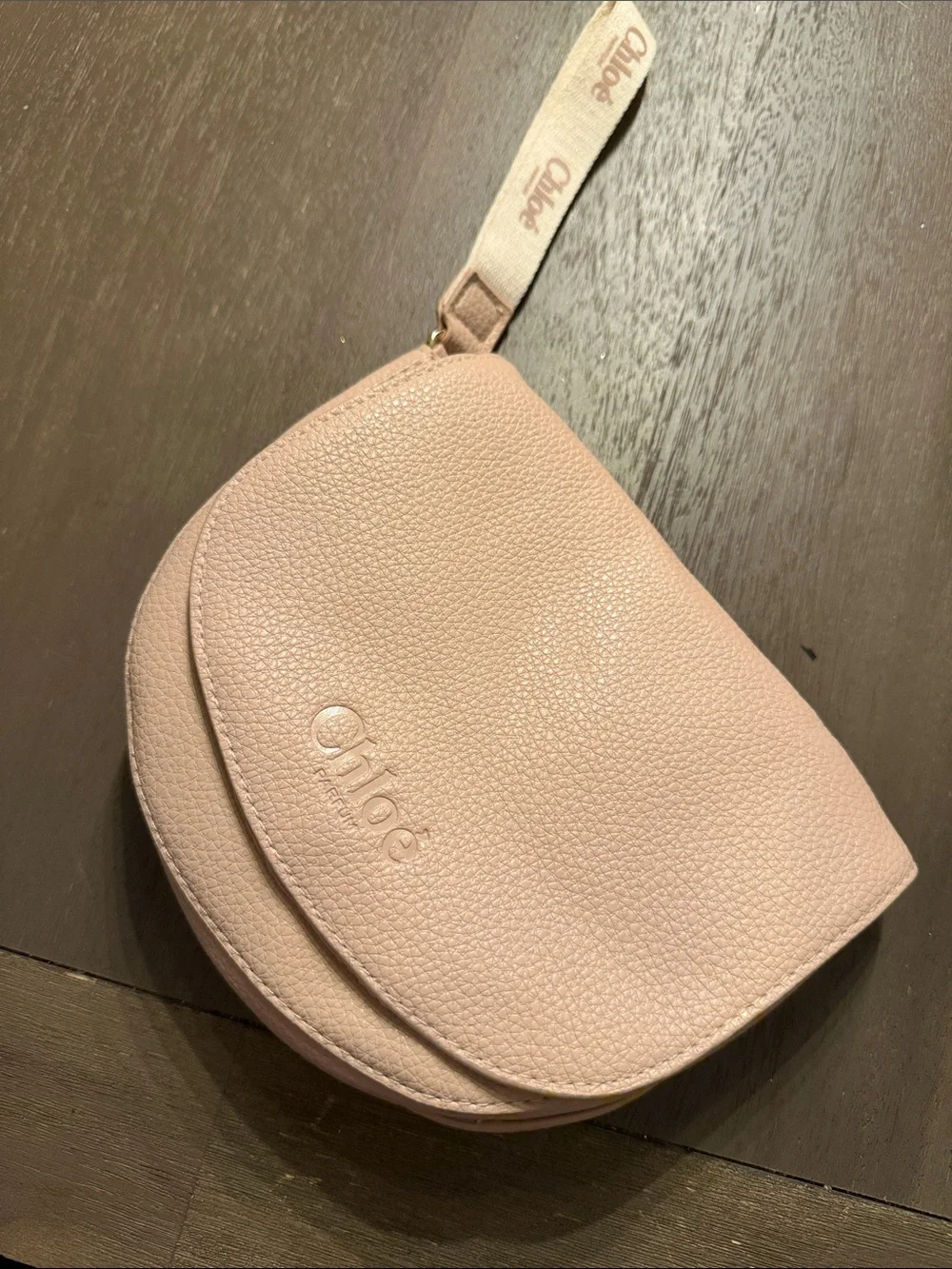 Chloe Pink Pebbled Leather Wristlet Clutch